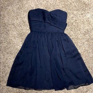J Crew Navy Strapless Chiffon Party Dress Size 2